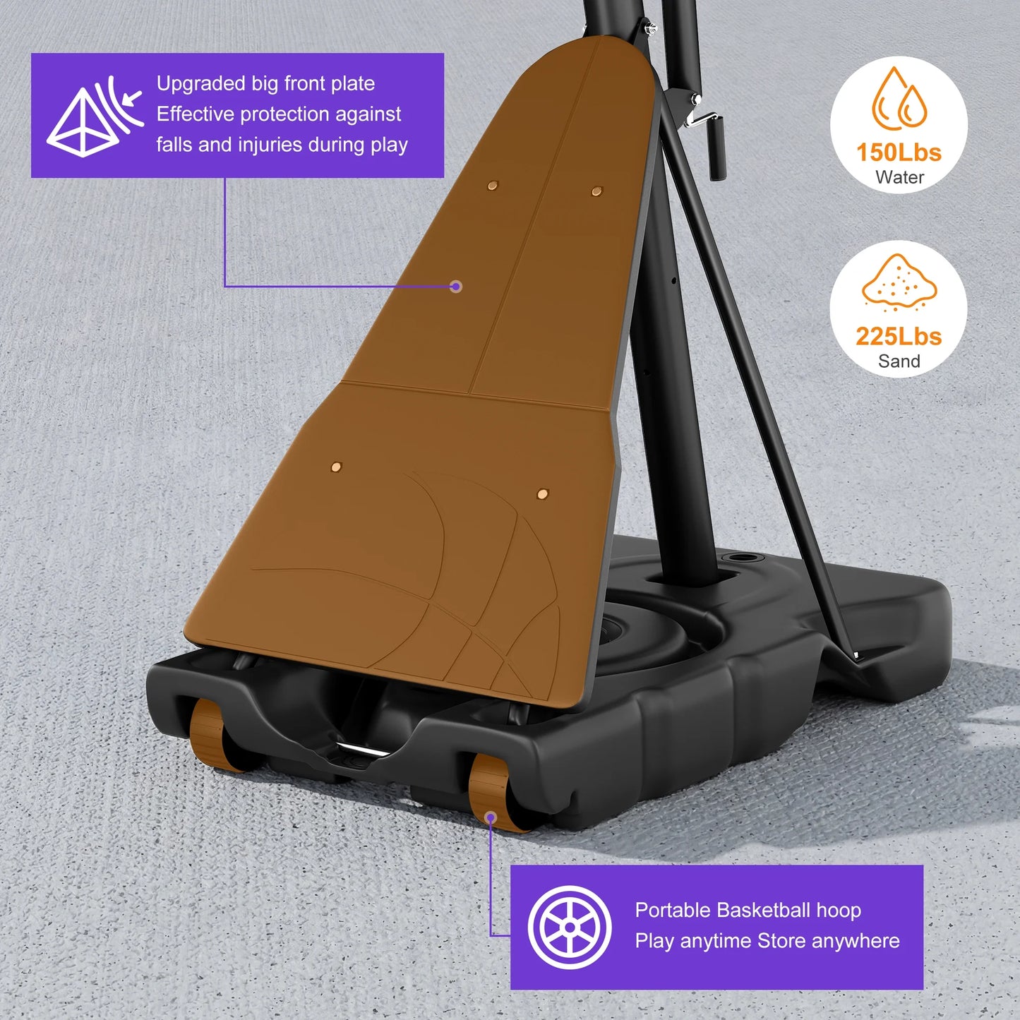 Basketball Hoop System,Quickly Height Adjustable 5.25-10Ft, 44 Inch PC Backboard Portable Basketball Goal for Outdoor Indoor Court