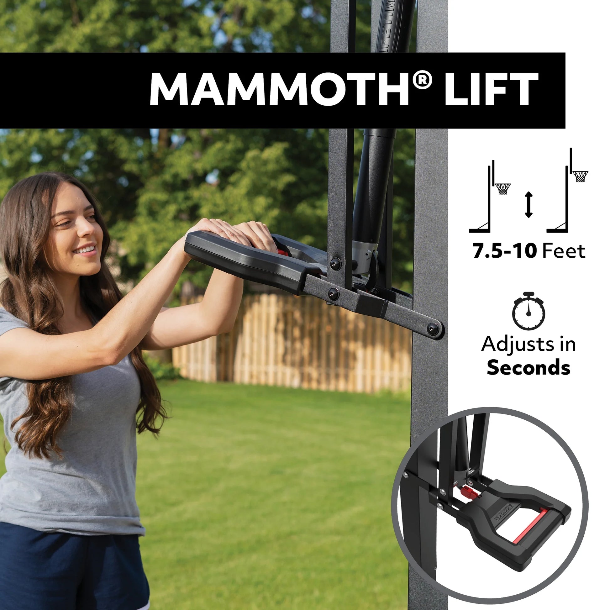 72-Inch Mammoth Bolt down Basketball Hoop with Mammoth Lift Adjustment & Spring Flex Rim - Model 90964-Outdoor Play