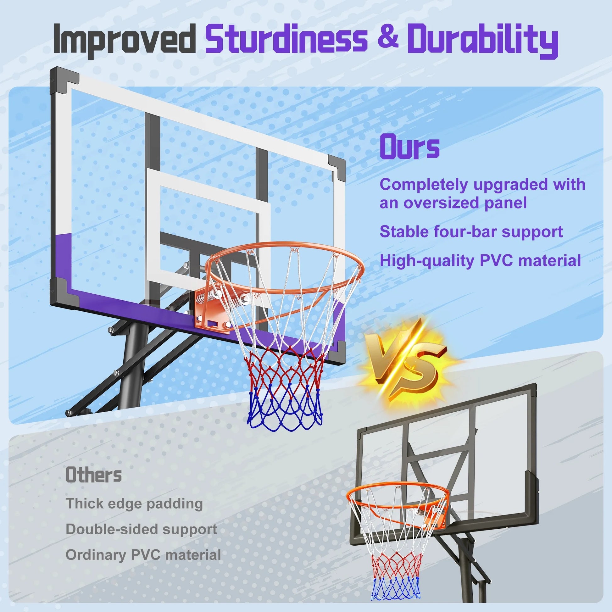 Basketball Hoop System,Quickly Height Adjustable 5.25-10Ft, 44 Inch PC Backboard Portable Basketball Goal for Outdoor Indoor Court