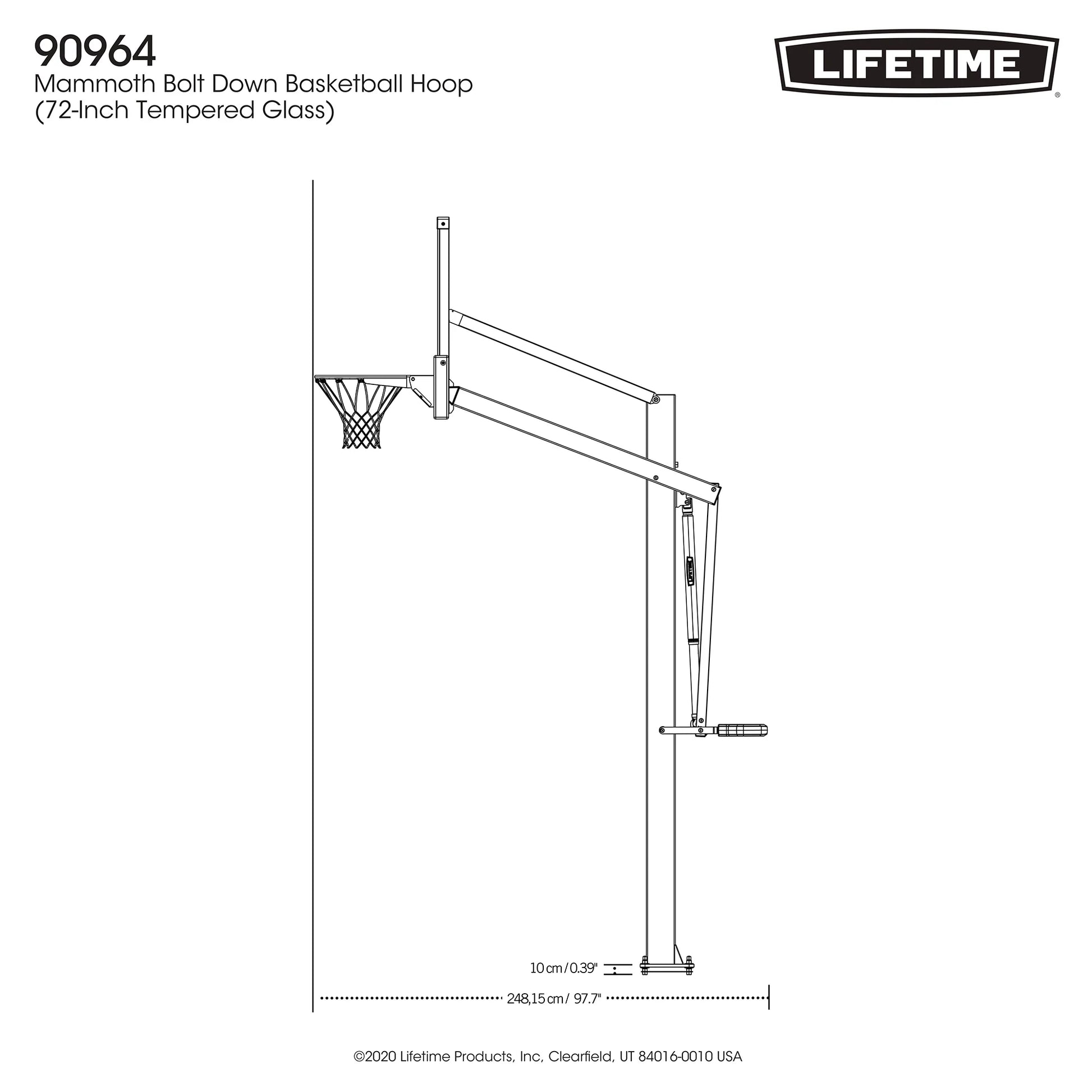 72-Inch Mammoth Bolt down Basketball Hoop with Mammoth Lift Adjustment & Spring Flex Rim - Model 90964-Outdoor Play