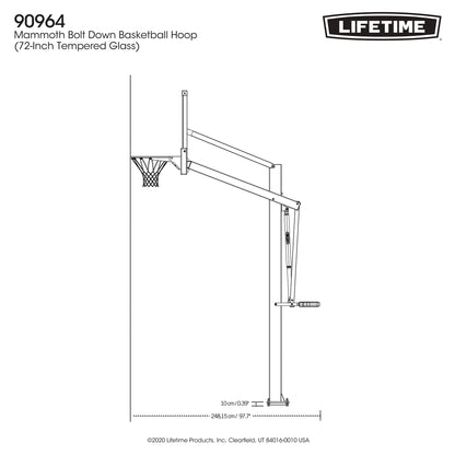 72-Inch Mammoth Bolt down Basketball Hoop with Mammoth Lift Adjustment & Spring Flex Rim - Model 90964-Outdoor Play