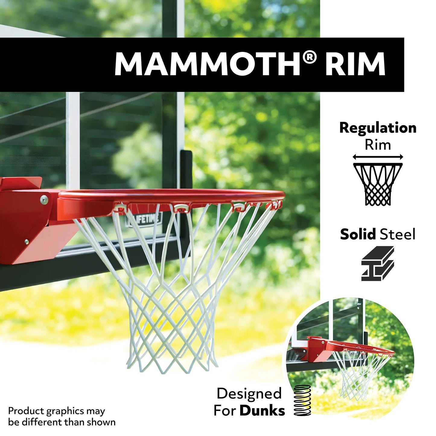 72-Inch Mammoth Bolt down Basketball Hoop with Mammoth Lift Adjustment & Spring Flex Rim - Model 90964-Outdoor Play