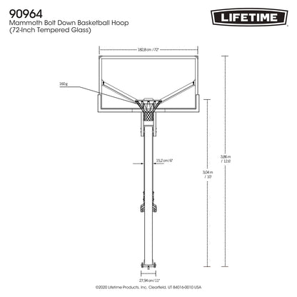 72-Inch Mammoth Bolt down Basketball Hoop with Mammoth Lift Adjustment & Spring Flex Rim - Model 90964-Outdoor Play